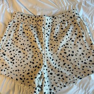 Athleta Cream and Black Athletic Shorts with Animal Print